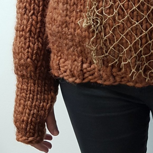 Wool winter set, cinamon cooper, sweater and matching hat, hand knitted - Picture 9 of 11